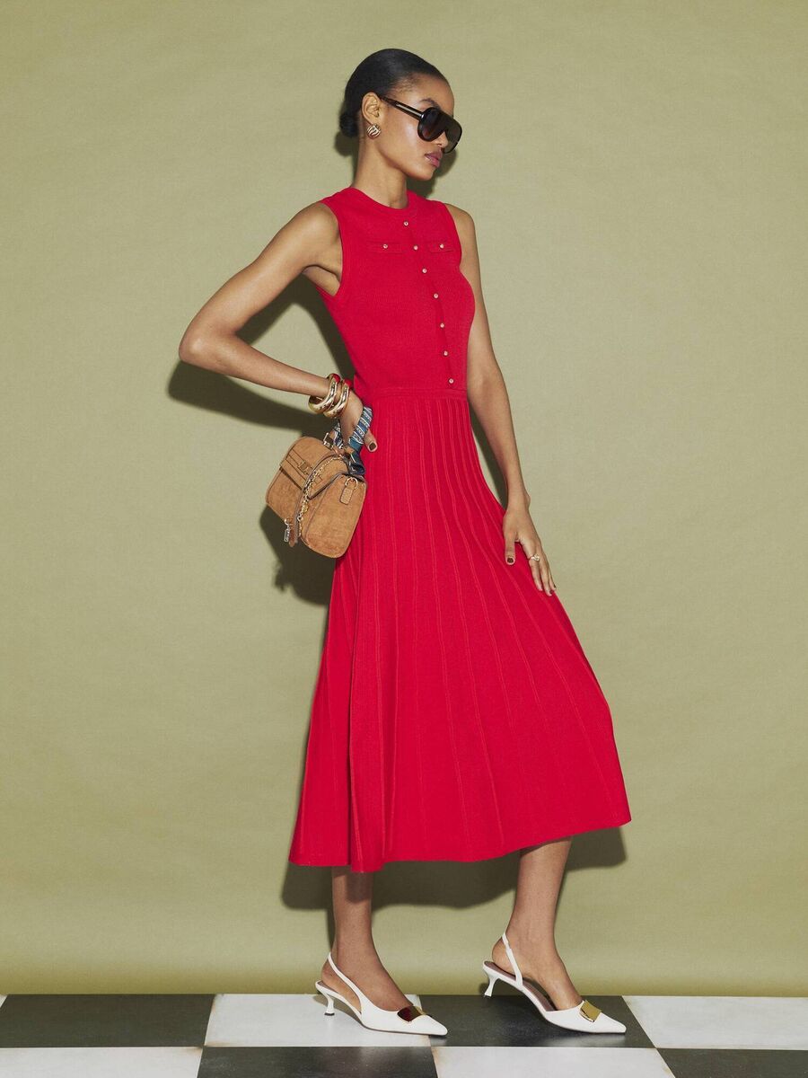 Red Pointelle Maxi Dress at River Island