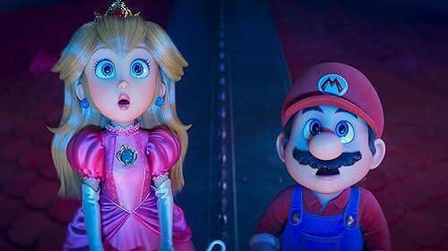 Mario, (voiced by Chris Pratt) and Princess Peach (Anya Taylor-Joy) from the Super Mario Galaxy Movie