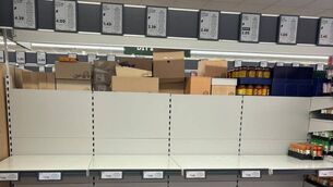 <p>Empty Lidl shelves in Co Monaghan as egg shortages become a reality on retailer shelves.</p>