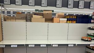 <p>Empty Lidl shelves in Co Monaghan as egg shortages become a reality on retailer shelves.</p>