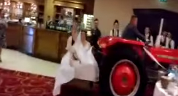 VIDEO: Sligo bride rides a tractor into her wedding reception