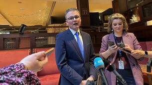 <p>Arts and culture Minister Patrick O'Donovan launching a permanent basic income of €325 for 2,000 artists, after a successful pilot programme. File picture: Gráinne Ní Aodha/PA</p>