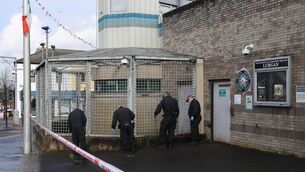 <p>PSNI officers from the Tactical Support Group (TSG) search outside the police station in Lurgan, Co Armagh after a delivery driver was threatened at gunpoint and forced to drive his car with an object inside to the town's police station, sparking a security alert. Picture: Liam McBurney/PA Wire</p>