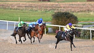 <p>FIRST WIN: Ocean's Breath and Colin Keane win for trainer Ger Lyons. Pic: Healy Racing.</p>