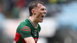 <p>Mayo’s Kobe McDonald celebrates at the final whistle. Picture: INPHO/James Crombie</p>