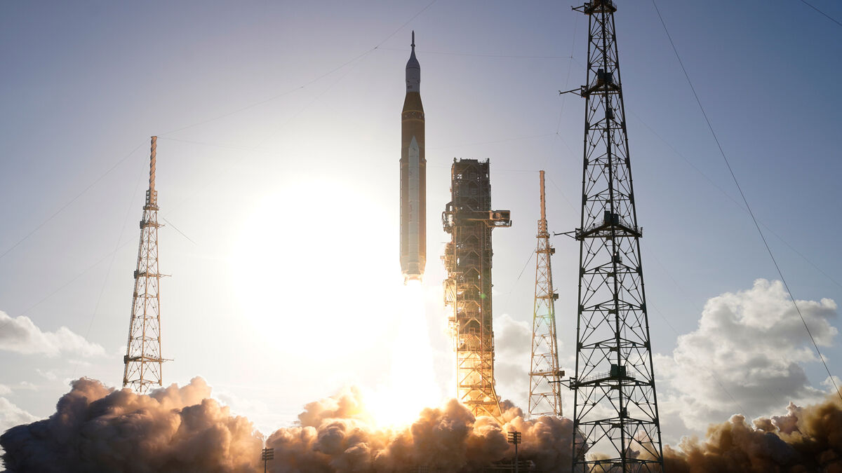 Lift-off for first manned Moon mission in more than 50 years