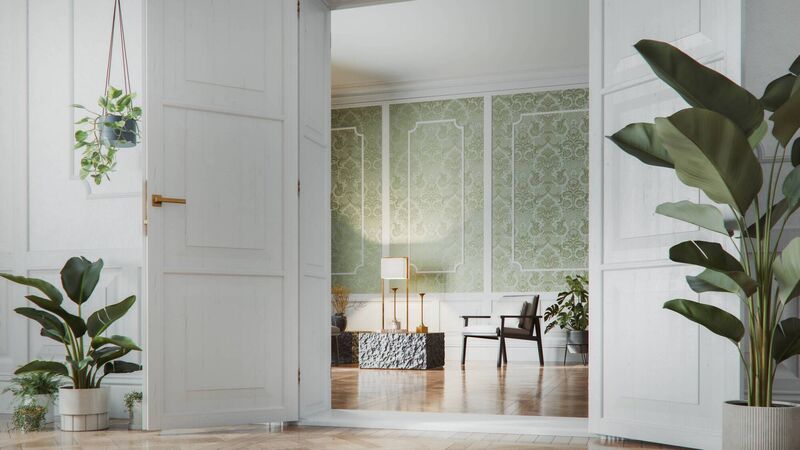 You donât have to go all over the walls to engage with panelling. A current trend puts panelling into focus behind feature furnishings and areas of the room with an artsy column of beautifully figured wood as here. Picture: iStock You donât have to go all over the walls to engage with panelling. A current trend puts panelling into focus behind feature furnishings and areas of the room with an artsy column of beautifully figured wood as here. Picture: iStock