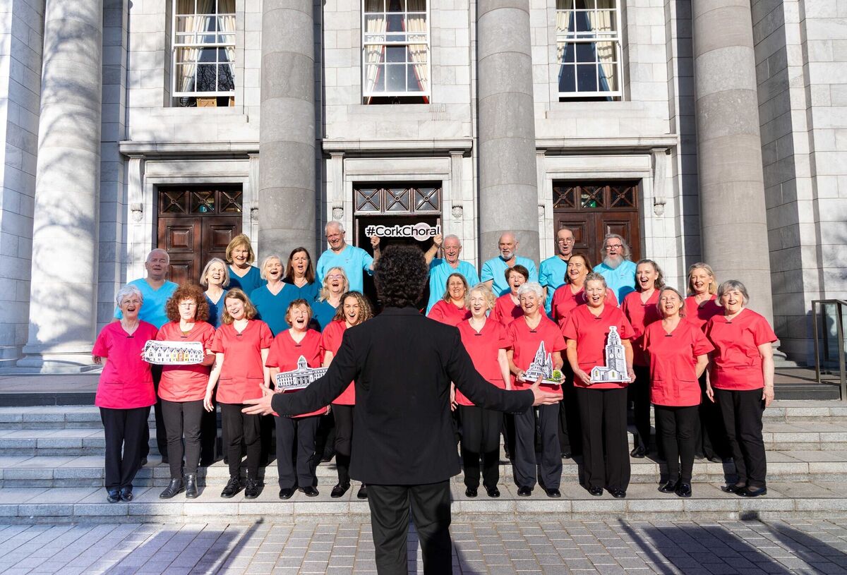 Scrubs Choir with Conductor Patrick D'Alton pictured at the launch of the Cork International Choral Festival 2026 Programme. Picture: Alison Miles / OSM PHOTO.