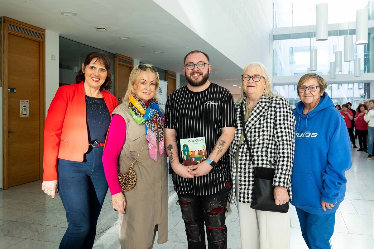 Carol Downey, Douglas and Catherine Mahon Buckley, Choral Festival Executive ​Board member, Liam Horgan, Breeda O’Riordan, Mags Horgan, Cada Performing Arts pictured at the launch of the Cork International Choral Festival 2026 Programme.  Picture: Alison Miles / OSM PHOTO