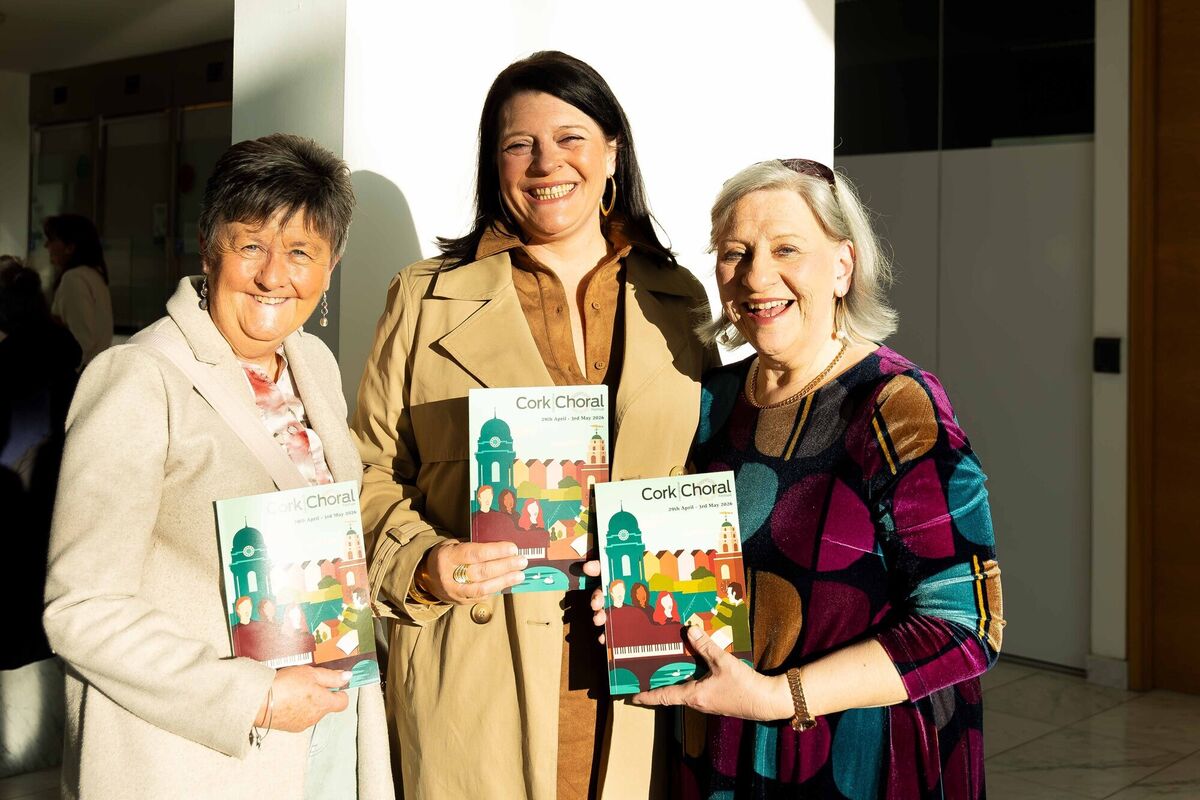 Jan Kelly, Ballinlough, Julie Ann Ramsell Kelly, Blackrock and Ursula Ramsell, So​uth Gate Bridge pictured at the launch of the Cork International Choral Festival 2026 Programme. Picture: Alison Miles / OSM PHOTO