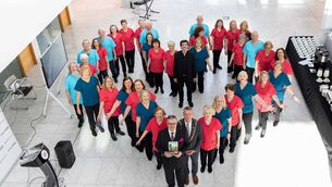 <p>Scrubs Choir with Conductor Patrick D'Alton, Peter Stobart, Artistic Director and Lord Mayor of Cork, Cllr. Fergal Dennehy pictured at the launch of the Cork International Choral Festival 2026 Programme. Picture: Alison Miles / OSM PHOTO</p>