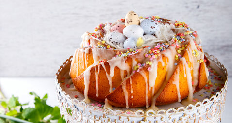 Cupcake Decoration colored glaze.Baking Easter Holiday.selective focus.