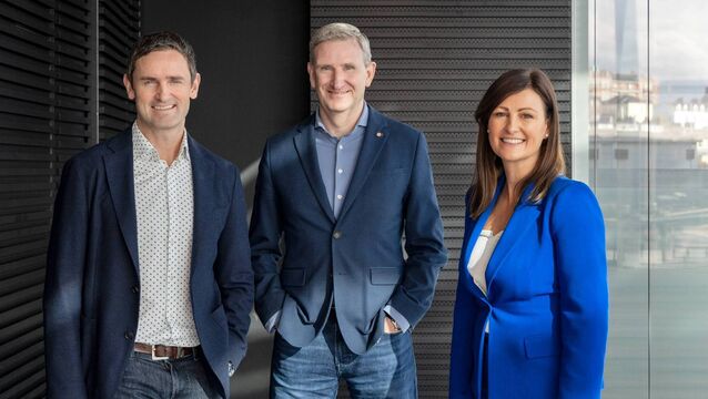 <p>Alan Gleeson (centre), chief commercial officer, with Otonomee's founders Aidan O'Shea and Hilary O’Shea. </p>