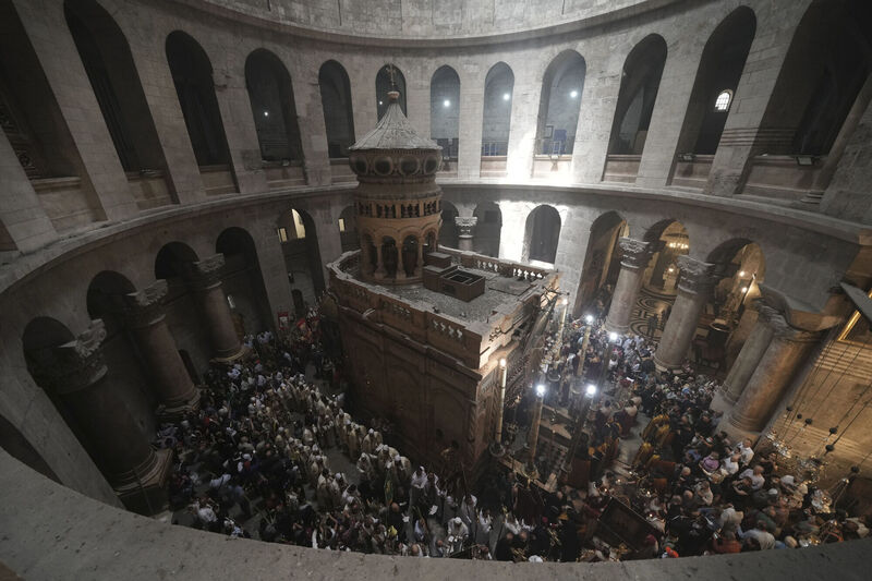 Orthodox Christians mark Palm Sunday at the Church of the Holy Sepulchre in 2022. File picture Oded Balilty/AP