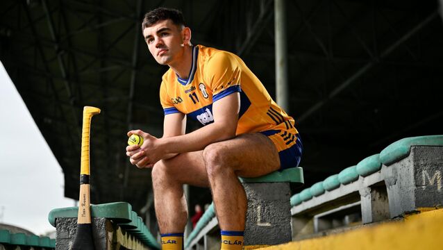 <p>Clare hurler Mark Rodgers poses during an Allianz National Hurling League finals media event. Pic: Sam Barnes/Sportsfile</p>