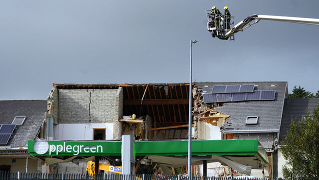 <p>Emergency services working at the scene of an explosion at Applegreen service station in the village of Creeslough in Co Donegal. Picture: Brian Lawless.</p>