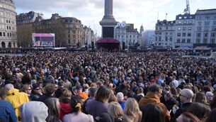 <p>People taking part in a Together Alliance march in Trafalgar Square, London, recently to demonstrate against the far-right. Suzanne Harrington joined the marchers. Picture: Maja Smiejkowska/PA Wire</p>