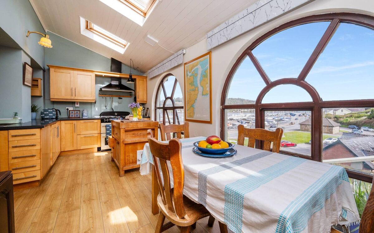 Views from open plan kitchen/dining