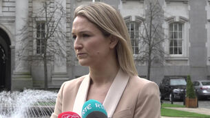 <p>Minister for Foreign Affairs Helen McEntee speaking to the media outside Government Buildings in Dublin. Picture date: Monday March 2, 2026.</p>
