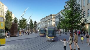 <p>The €1bn-plus light rail route, as outlined in the EPR, runs 18km from Ballincollig in the west to Mahon Point in the east, via the city centre. Picture: LuasCork.ie</p>
