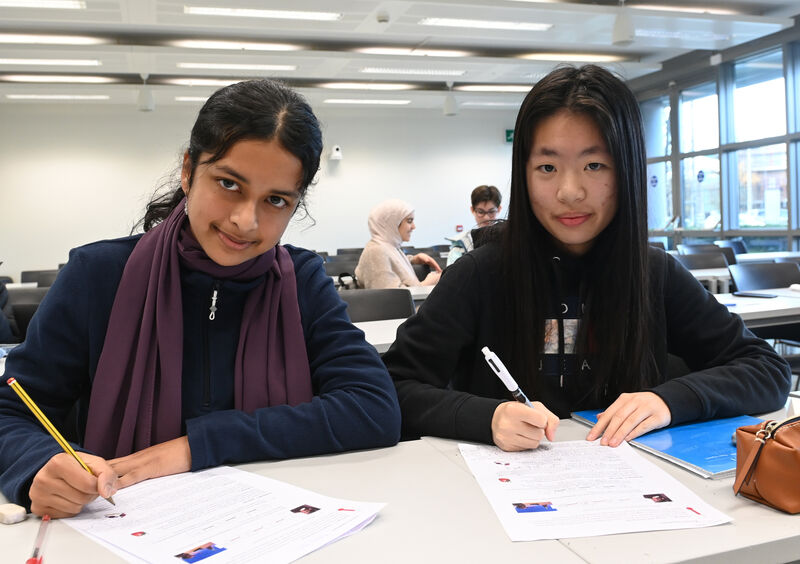 Junior students Nabeela and Lucy. Junior students Nabeela and Lucy.