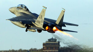 <p>Aviation experts said the wreckage pictured was in fact from a F-15E from the US air force’s 494th squadron. File picture: Andrew Parsons</p>