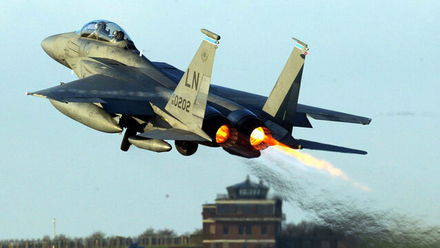 <p>Aviation experts said the wreckage pictured was in fact from a F-15E from the US air force’s 494th squadron. File picture: Andrew Parsons</p>