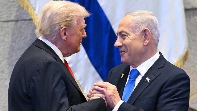 <p>US president Donald Trump (left) speaks with Israeli prime minister Benjamin Netanyahu (right) at the Israeli parliament last year. Imagine how Netanyahu would respond to Jesus rejecting violence, preaching peace, declaring himself the Son of God, and building a following on teachings fundamentally antithetical to his rule. Photo: Saul Loeb/AFP via Getty Images</p>