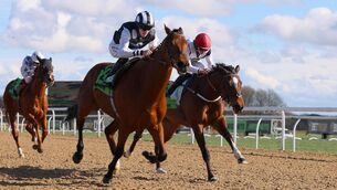 <p>The Glen Rovers ridden by Sean D Bowen (2nd right) on their way to winning the Midnite All-Weather Easter Classic Middle Distance Handicap at Newcastle. Picture: Richard Sellers/PA</p>
