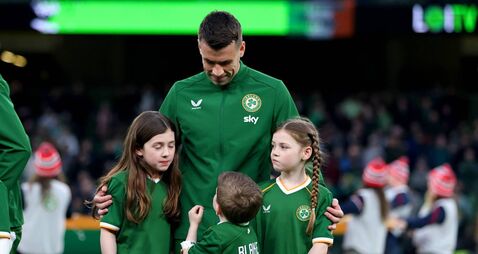 Seamus Coleman with his children Lily, Blake and Ellie ahead of the match 31/3/2026
