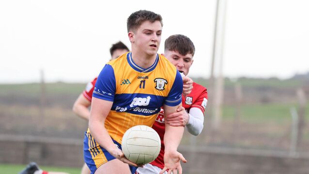 <p>ONE OF TWO STARS: Clare's Sean Fennell in action. Pic: Eamon Ward.</p>