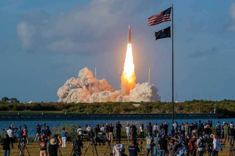 The 10-day mission will take NASA astronauts Commander Reid Wiseman, Pilot Victor Glover and Mission Specialist Christina Koch and CSA (Canadian Space Agency) Mission Specialist Jeremy Hansen around the moon and back. (Photo by Chip Somodevilla/Getty Images)