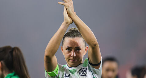 Katie McCabe acknowledges fans after the game 7/3/2026