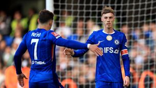 <p>Chelsea’s Cole Palmer (right) celebrates with Pedro Neto. Pic: Nigal French/PA</p>
