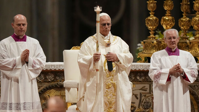 Pope Leo XIV leads the Easter Vigil inside St Peter’s Basilica (Andrew Medichini/AP)