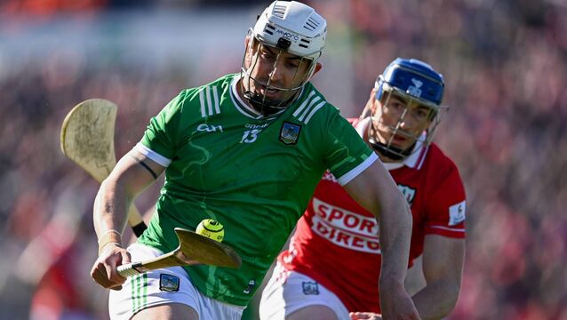 <p>LIMERICK'S LEADER: Aaron Gillane in action against Seán O'Donoghue during the Allianz Hurling League Division 1A final. Pic: Ben McShane/Sportsfile</p>
