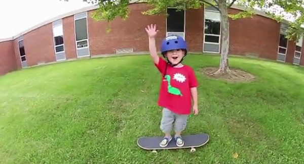 VIDEO: Adorable 3-year-old pulls off first skateboard trick