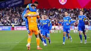 <p>MARCHING ON: Leeds United goalkeeper Lucas Perri (centre left) celebrates with team-mates after winning the penalty shoot-out during the Emirates FA Cup, quarter-final match at the London Stadium. Pic: John Walton/PA Wire.</p>
