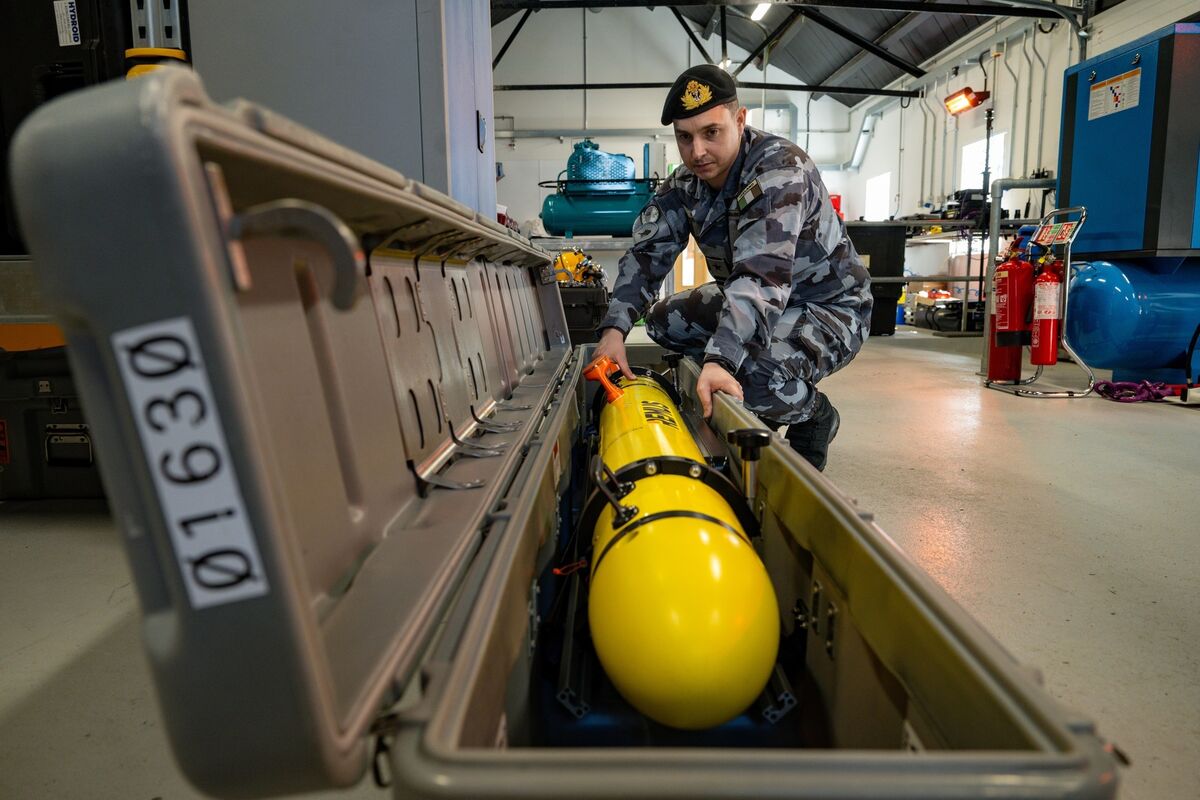 Naval Service Diving Section officer in charge Lt Jason Croke at Haulbowline in Cork Harbour with a remotely-operated underwater vehicle. Picture: Chani Anderson Naval Service Diving Section officer in charge Lt Jason Croke at Haulbowline in Cork Harbour with a remotely-operated underwater vehicle. Picture: Chani Anderson