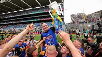 Liam Cahill celebrates with the Liam MacCarthy Cup 20/7/2025