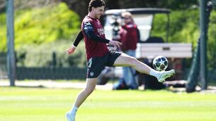 <p>Declan Rice returned to training ahead of Arsenal’s Champions League tie at Sporting Lisbon (John Walton/PA)</p>