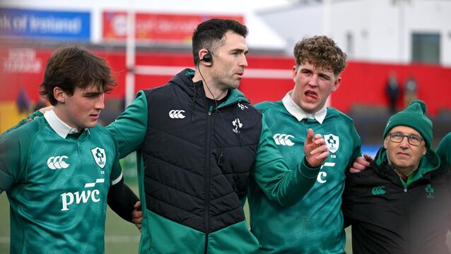 <p>DEVELOPING NICELY: Ireland head coach Andrew Browne speaks to his players. Pic: Brendan Moran/Sportsfile.</p>