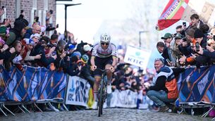 <p>LAST ACT?: Slovenian Tadej Pogacar of UAE Team Emirates pictured in action on Oude Kwaremont during the men's race of the 'Ronde van Vlaanderen/ Tour des Flandres/ Tour of Flanders' UCI WorldTour one day cycling race, 278 km from Antwerp to Oudenaarde, Sunday 05 April 2026. Pic: BELGA PHOTO DAVID PINTENS</p>