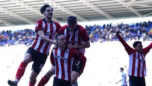 <p>MOY THE BOY: Lincoln City's Jack Moylan (second left) celebrates scoring their side's second goal of the game during the Sky Bet League One match at the Select Car Leasing Stadium, Reading. Picture date: Monday April 6, 2026. PA Photo. Photo credit should read: Jacob King/PA Wire</p> <p>MOY THE BOY: Lincoln City's Jack Moylan (second left) celebrates scoring their side's second goal of the game during the Sky Bet League One match at the Select Car Leasing Stadium, Reading. Picture date: Monday April 6, 2026. PA Photo. Photo credit should read: Jacob King/PA Wire</p>