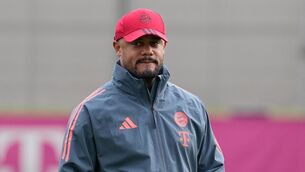 <p>REAL TEST: Bayern's head coach Vincent Kompany attends a training session in Munich. Pic: AP Photo/Matthias Schrader)</p>