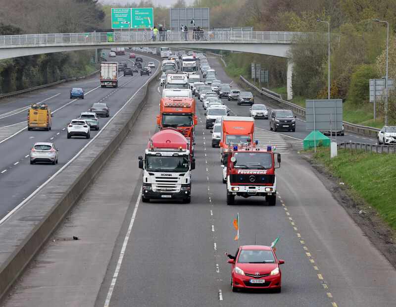 Rolling protest heading east to the Jack Lynch tunnell. Picture: Jim Coughlan. Rolling protest heading east to the Jack Lynch tunnell. Picture: Jim Coughlan.