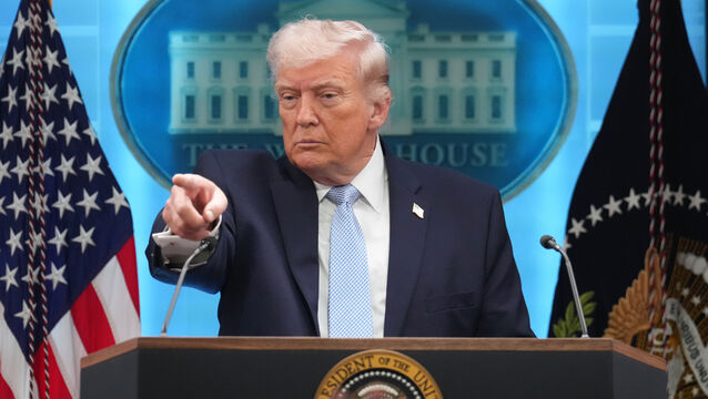 <p>President Donald Trump speaks with reporters during a news conference in the James Brady Press Briefing Room at the White House, Monday, April 6, 2026, in Washington. (AP Photo/Mark Schiefelbein)</p>