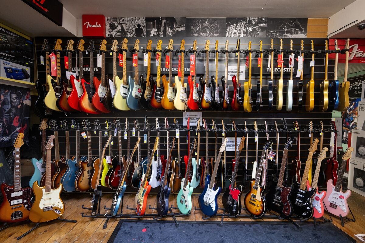 The guitar display at Pro Musica. Picture: Chani Anderson