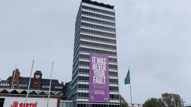 'It was never your fault': Banner on Liberty Hall urges society to stop blaming survivors