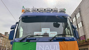 <p>Vehicles taking part in a National Fuel Protest in Dublin on Tuesday.</p>